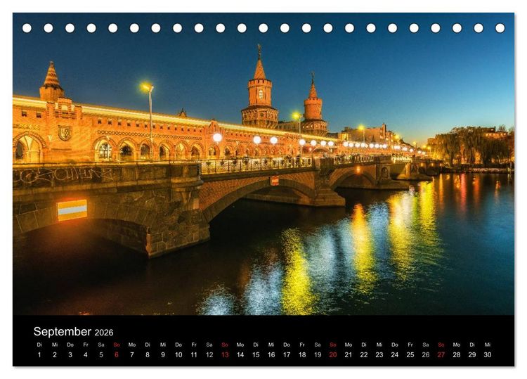 Produktbild: Berlin City bei Nacht (Tischkalender 2026 DIN A5 quer), CALVENDO Monatskalender