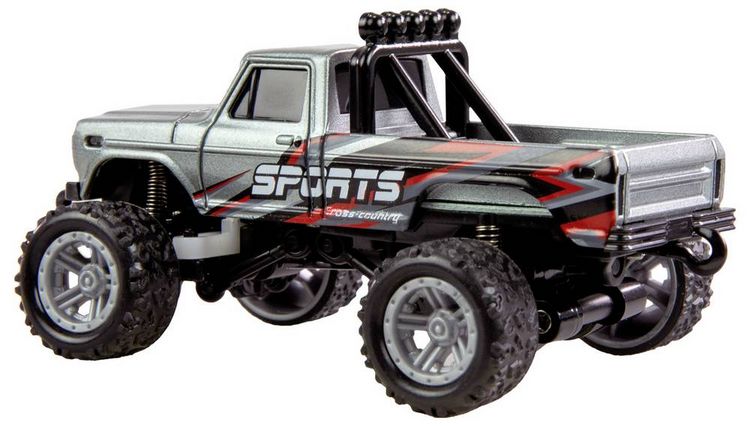 Produktbild: Amewi Grau Brushed 1:64 RC Modellauto Elektro Monstertruck Heckantrieb (2WD) RtR 2,4 GHz inkl. Akku und Ladekabel, mit Lichteffekt