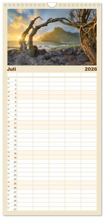 Produktbild: Familienplaner 2026 - Faszination Teneriffa mit 5 Spalten (Wandkalender, 21 x 45 cm) CALVENDO