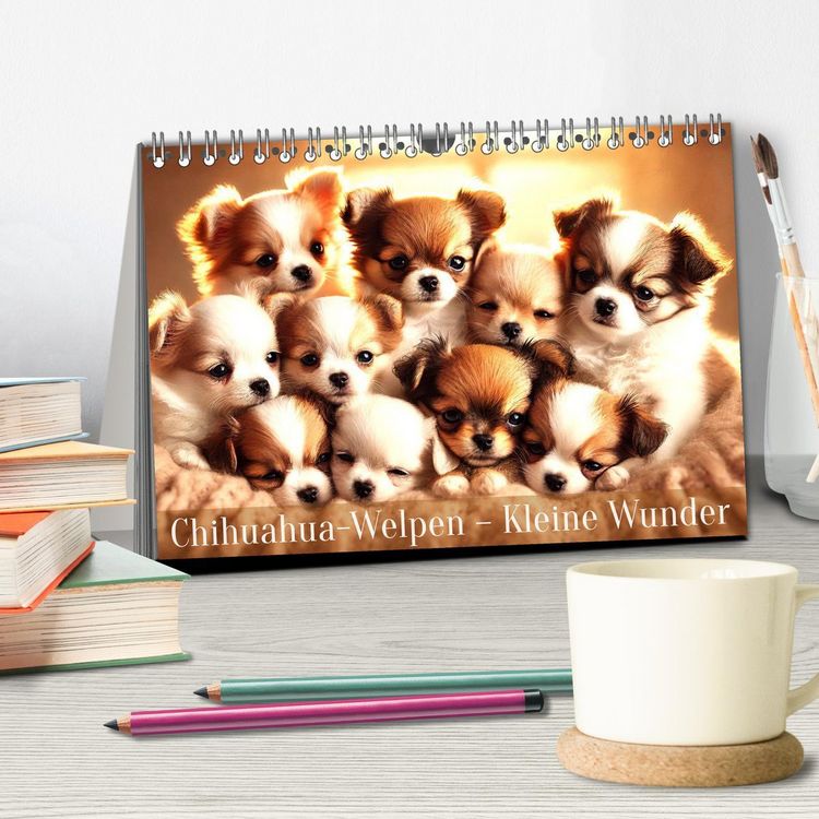 Produktbild: Chihuahua-Welpen &ndash; Kleine Wunder (Tischkalender 2026 DIN A5 quer), CALVENDO Monatskalender