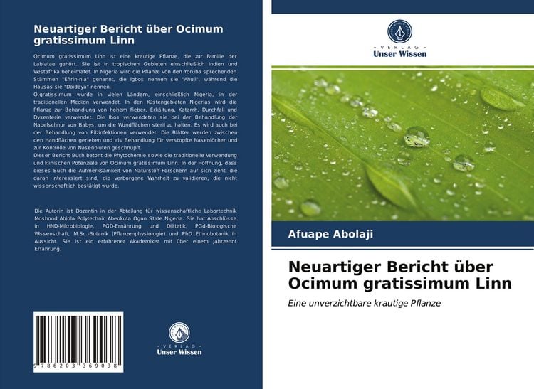 Produktbild: Neuartiger Bericht &uuml;ber Ocimum gratissimum Linn