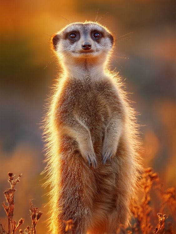 Produktbild: CALVENDO Puzzle Erdm&auml;nnchen steht im Sonnenuntergang und blickt neugierig | 1000 Teile Lege-Gr&ouml;&szlig;e 64x48cm Foto-Puzzle f&uuml;r gl&uuml;ckliche Stunden