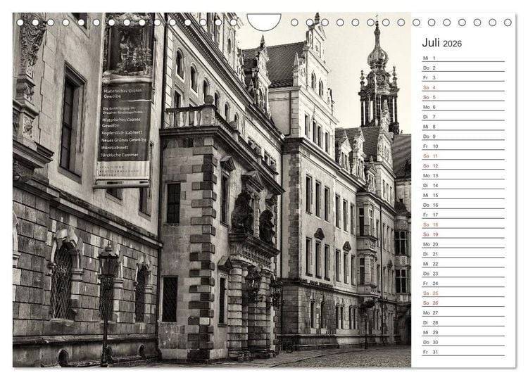 Produktbild: Dresden Schwarz-Wei&szlig; (Wandkalender 2026 DIN A4 quer), CALVENDO Monatskalender