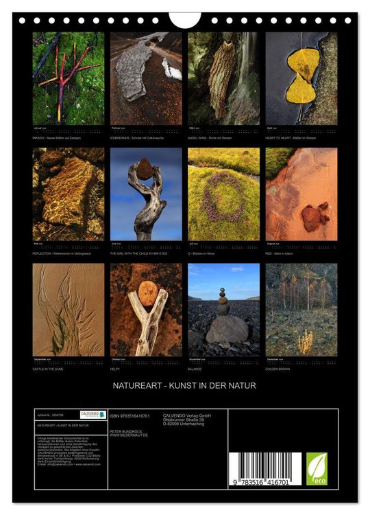 Produktbild: NATUREART - KUNST IN DER NATUR (Wandkalender 2026 DIN A4 hoch), CALVENDO Monatskalender