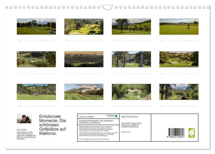 Produktbild: Emotionale Momente: Die sch&ouml;nsten Golfpl&auml;tze auf Mallorca. (Wandkalender 2026 DIN A3 quer), CALVENDO Monatskalender