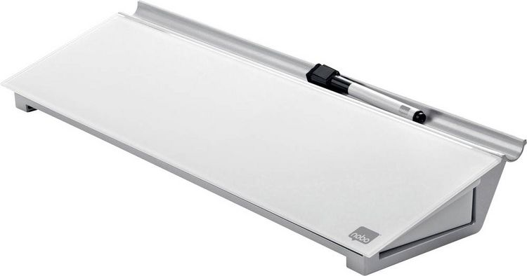 Produktbild: nobo Glas-Notizboard Diamond Glass Memo Desktop (B x H) 458 mm x 60 mm Brillant-Wei&szlig; Inkl. Ablageschale, Inkl. Boardmarker