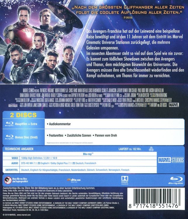 Produktbild: Marvel's The Avengers - Endgame (+ Bonus Blu-ray)