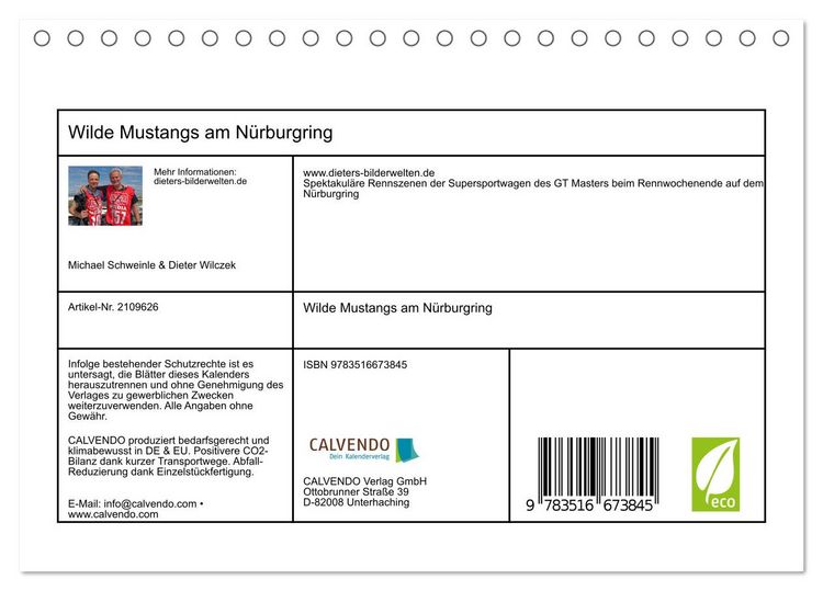 Produktbild: Wilde Mustangs am N&uuml;rburgring (Tischkalender 2026 DIN A5 quer), CALVENDO Monatskalender