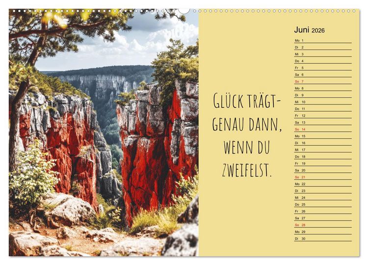 Produktbild: Eine Portion Gl&uuml;ck - Motivationskalender f&uuml;rs ganze Jahr (hochwertiger Premium Wandkalender 2026 DIN A2 quer), Kunstdruck in Hochglanz