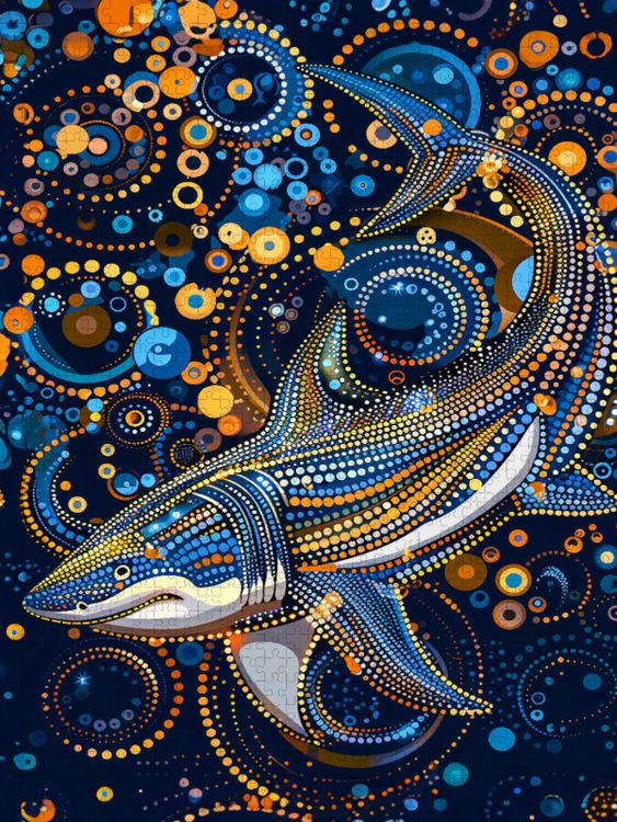 Produktbild: CALVENDO Puzzle Hai im Stile der Aborigine-Kunst | 1000 Teile Lege-Gr&ouml;&szlig;e 64x48cm Foto-Puzzle f&uuml;r gl&uuml;ckliche Stunden