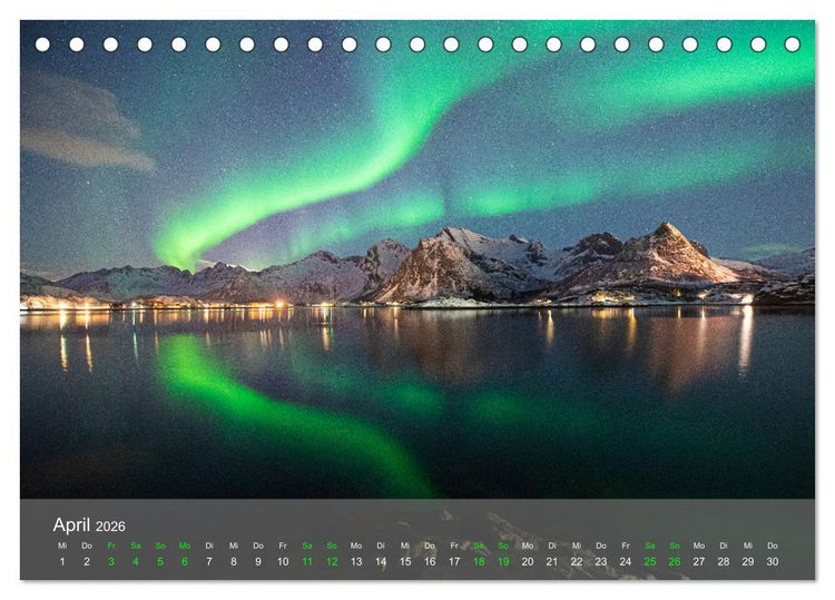 Produktbild: Naturwunder Polarlicht (Tischkalender 2026 DIN A5 quer), CALVENDO Monatskalender