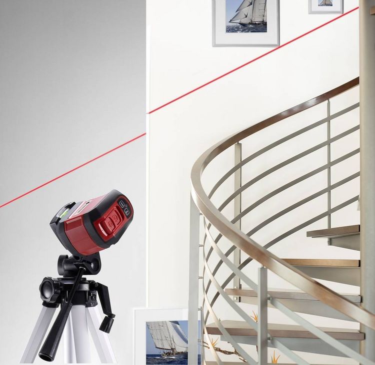 Produktbild: TOOLCRAFT Tripod 1/4 Zoll Arbeitsh&ouml;he=51 - 150cm Silver Inox Wasserwaage