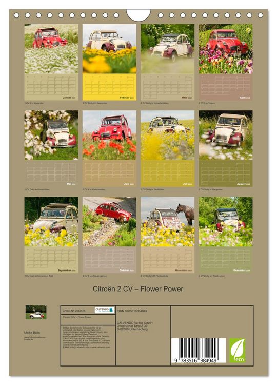 Produktbild: Citro&euml;n 2 CV &ndash; Flower Power (Wandkalender 2026 DIN A4 hoch), CALVENDO Monatskalender
