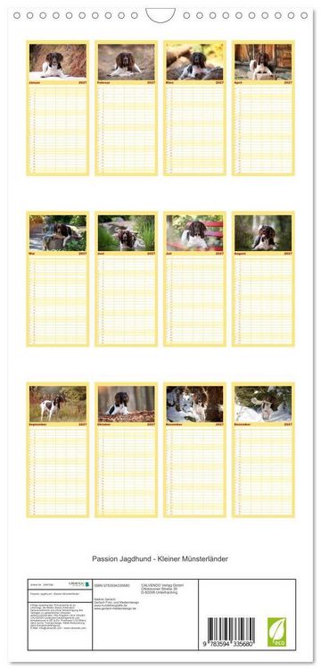 Produktbild: Familienplaner 2027 - Passion Jagdhund - Kleiner M&uuml;nsterl&auml;nder mit 5 Spalten (Wandkalender, 21 x 45 cm) CALVENDO