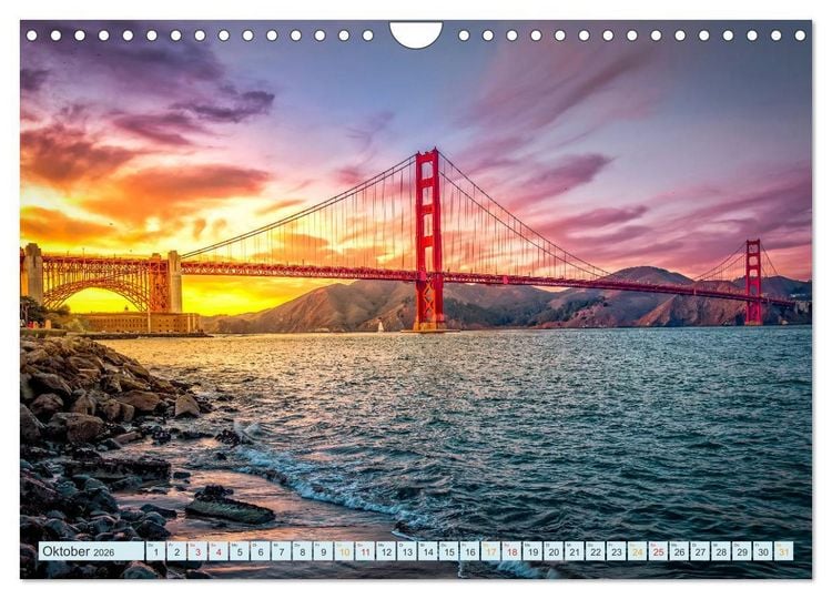 Produktbild: Golden Gate Bridge - Synonym f&uuml;r San Francisco (Wandkalender 2026 DIN A4 quer), CALVENDO Monatskalender
