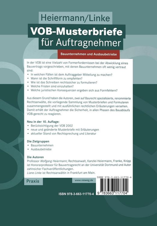 Produktbild: VOB-Musterbriefe f&uuml;r Auftragnehmer