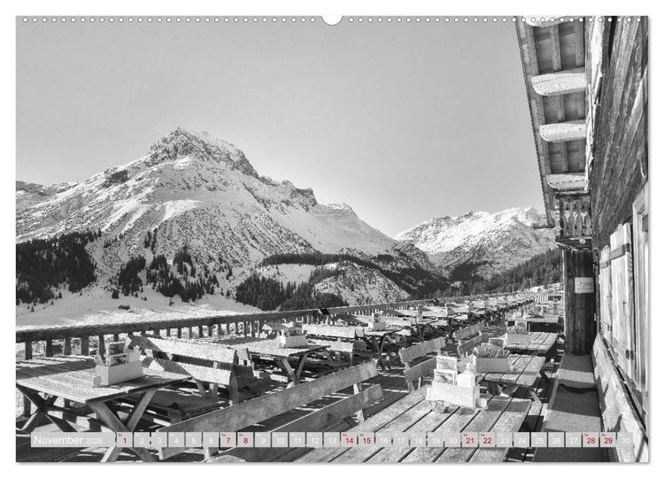 Produktbild: Arlberg black and white (hochwertiger Premium Wandkalender 2026 DIN A2 quer), Kunstdruck in Hochglanz