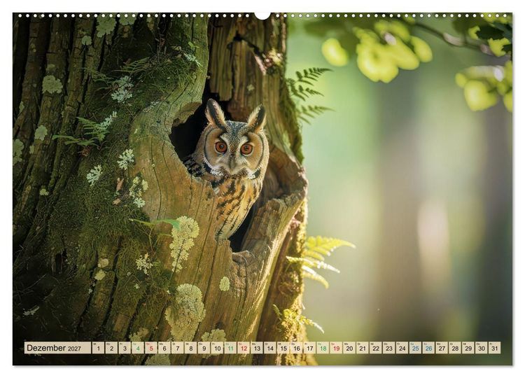 Produktbild: Eulen - furchtlos und elegant (Wandkalender 2027 DIN A2 quer), CALVENDO Monatskalender