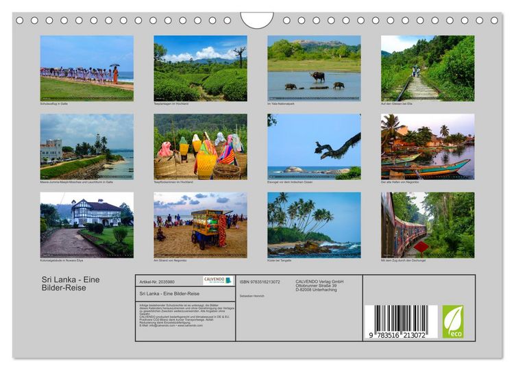 Produktbild: Sri Lanka - Eine Bilder-Reise (Wandkalender 2026 DIN A4 quer), CALVENDO Monatskalender