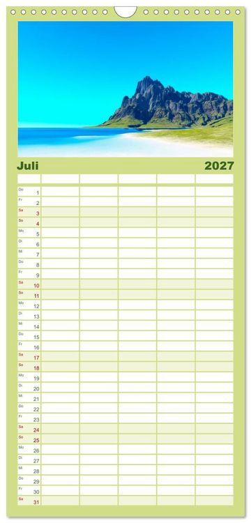Produktbild: Familienplaner 2027 - Bezaubernde Landschaften mit 5 Spalten (Wandkalender, 21 x 45 cm) CALVENDO