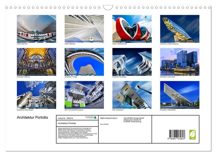 Produktbild: Architektur Portr&auml;ts (Wandkalender 2026 DIN A3 quer), CALVENDO Monatskalender