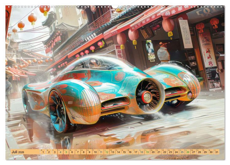 Produktbild: Futuristische Boliden - Asiatisch inspiriert (Wandkalender 2026 DIN A2 quer), CALVENDO Monatskalender