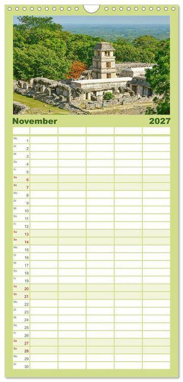 Produktbild: Familienplaner 2027 - Alte Kulturen Mittel- und S&uuml;damerikas: Versunkene Welten mit 5 Spalten (Wandkalender, 21 x 45 cm) CALVENDO