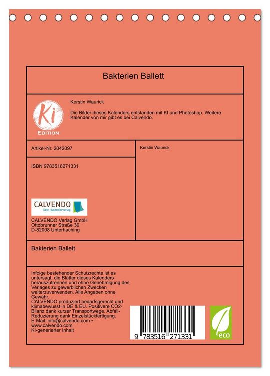 Produktbild: Bakterien Ballett (Tischkalender 2026 DIN A5 hoch), CALVENDO Monatskalender