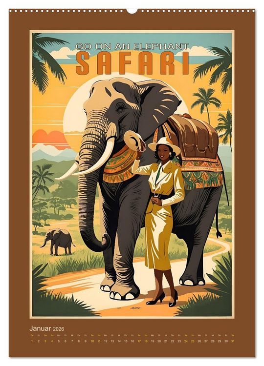 Produktbild: Exotic Travel Poster - nostalgische Abenteuerreisen um die Welt (Wandkalender 2026 DIN A2 hoch), CALVENDO Monatskalender