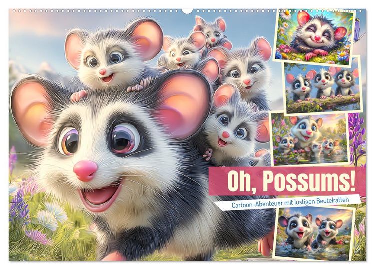 Produktbild: Oh, Possums! Cartoon-Abenteuer mit lustigen Beutelratten (Wandkalender 2026 DIN A2 quer), CALVENDO Monatskalender