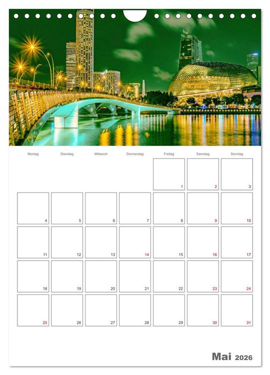 Produktbild: Unterwegs in Singapur (Wandkalender 2026 DIN A4 hoch), CALVENDO Monatskalender