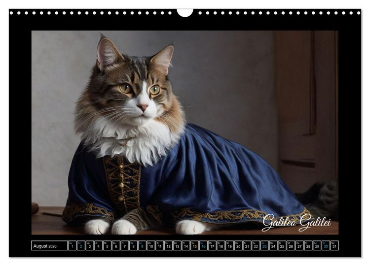 Produktbild: Katzen der Ber&uuml;hmtheiten - Ein Jahr voller ikonischer Schnurrhaare (Wandkalender 2026 DIN A3 quer), CALVENDO Monatskalender