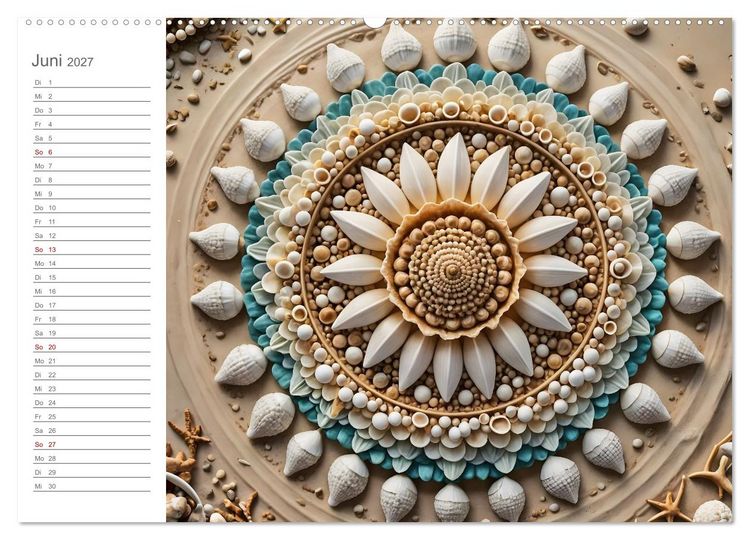 Produktbild: Natural Mandalas - Kraftvolle KI Mandalas aus Naturmaterialien (Wandkalender 2027 DIN A2 quer), CALVENDO Monatskalender