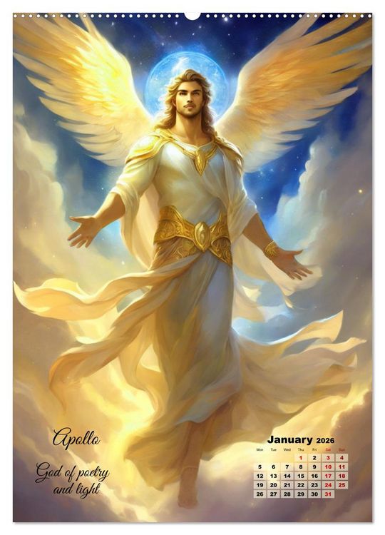 Produktbild: Gods of Greek mythology (High Quality Premium Wall Calendar 2026 DIN A2 portrait),CALVENDO 12 Month Wall Calendar