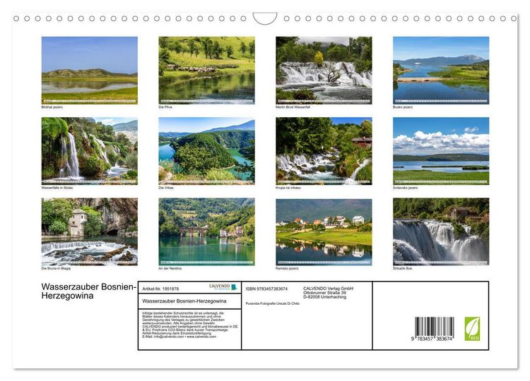 Produktbild: Wasserzauber Bosnien-Herzegowina (Wandkalender 2026 DIN A3 quer), CALVENDO Monatskalender