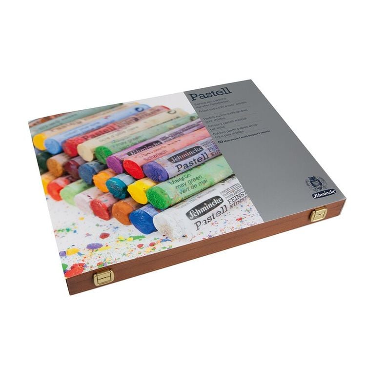 Produktbild: Schmincke Pastell, Holzkasten, Mehrzweck, 60 Stifte