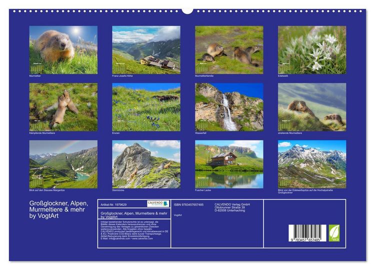 Produktbild: Gro&szlig;glockner, Alpen, Murmeltiere & mehr by VogtArt (hochwertiger Premium Wandkalender 2026 DIN A2 quer), Kunstdruck in Hochglanz
