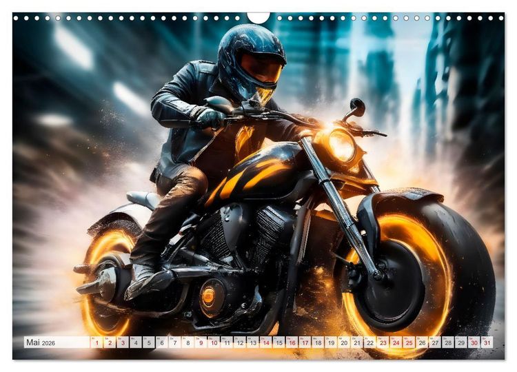 Produktbild: Coole KI-generierte MOTORR&Auml;DER (Wandkalender 2026 DIN A3 quer), CALVENDO Monatskalender