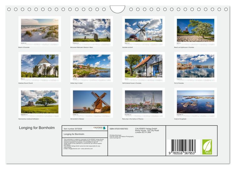Produktbild: Longing for Bornholm (Wall Calendar 2026 DIN A4 landscape), CALVENDO 12 Month Wall Calendar