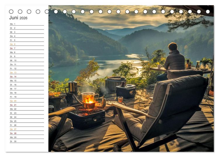 Produktbild: Camping mit dem Zelt (Tischkalender 2026 DIN A5 quer), CALVENDO Monatskalender