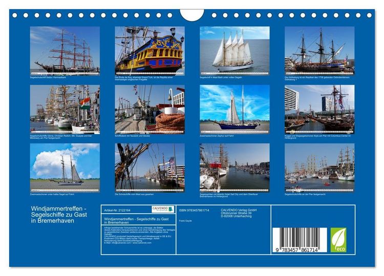 Produktbild: Windjammertreffen - Segelschiffe zu Gast in Bremerhaven (Wandkalender 2026 DIN A4 quer), CALVENDO Monatskalender