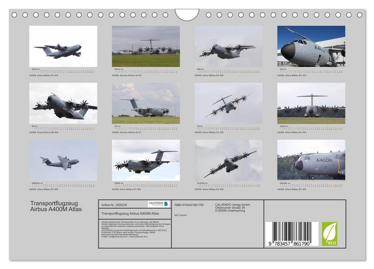 Produktbild: Transportflugzeug Airbus A400M Atlas (Wandkalender 2026 DIN A4 quer), CALVENDO Monatskalender