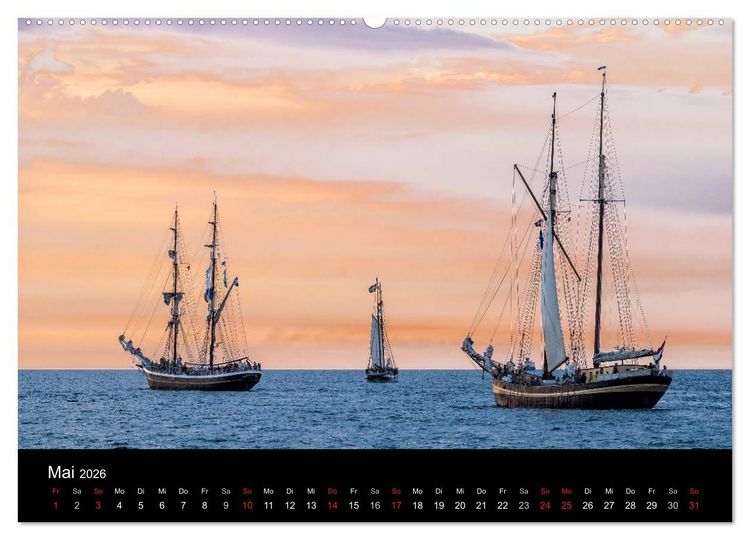 Produktbild: Windjammer auf der Ostsee im Abendlicht (Wandkalender 2026 DIN A2 quer), CALVENDO Monatskalender