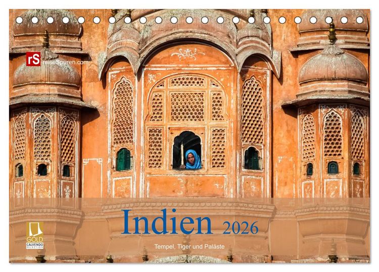 Produktbild: Indien 2026 Tempel, Tiger und Pal&auml;ste (Tischkalender 2026 DIN A5 quer), CALVENDO Monatskalender