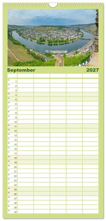 Produktbild: Familienplaner 2027 - Naturwunder - Deutschlands Flussschleifen mit 5 Spalten (Wandkalender, 21 x 45 cm) CALVENDO