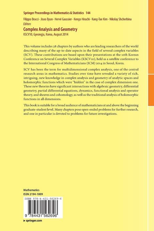 Produktbild: Complex Analysis and Geometry