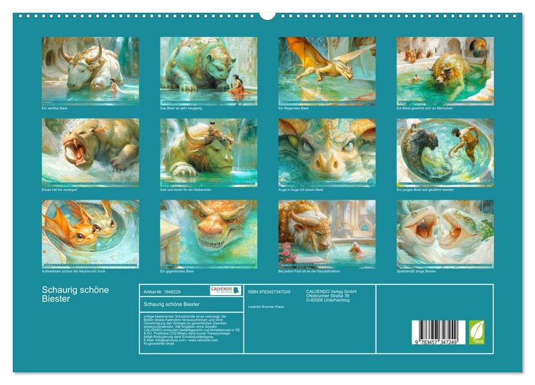 Produktbild: Schaurig sch&ouml;ne Biester (hochwertiger Premium Wandkalender 2026 DIN A2 quer), Kunstdruck in Hochglanz
