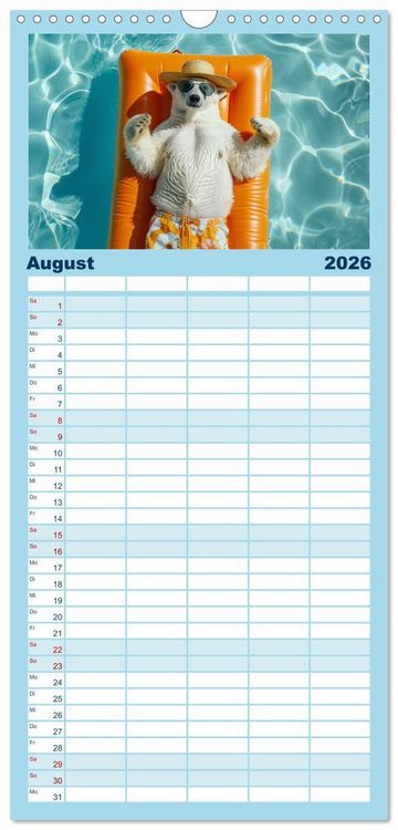 Produktbild: Familienplaner 2026 - Hei&szlig;er Sommer mit 5 Spalten (Wandkalender, 21 x 45 cm) CALVENDO