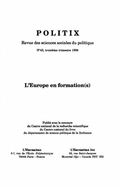 Produktbild: L'europe En Formation (s)