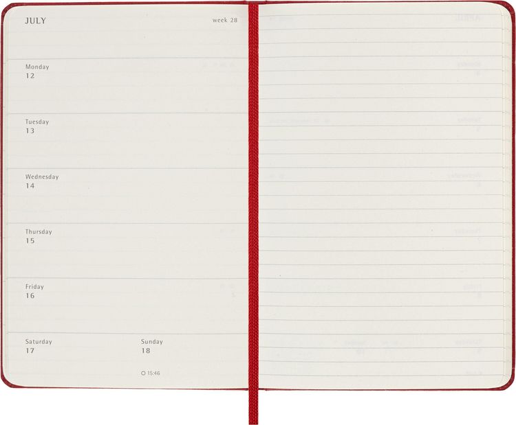 Produktbild: Moleskine 18 Monate Wochen Notizkalender 2026/2027, P/A6, 1 Wo = 1 Seite, Rechts linierte Seite, Fester Einband, Scharlachrot